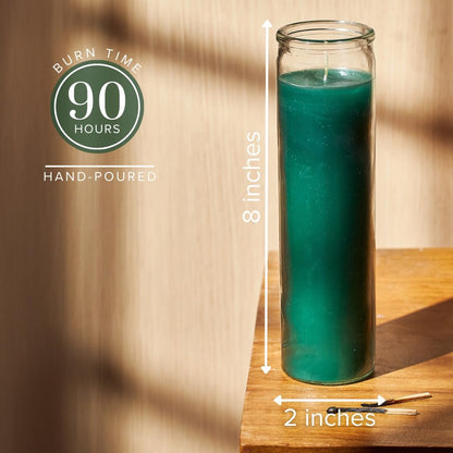 Simply Soson 2x8 inch Green Devotional Candles in Glass Jar - 3 Pack - 90 Hours – Prayer Candle - Tall Pillar Candles for Religious, Memorials, Party Decor