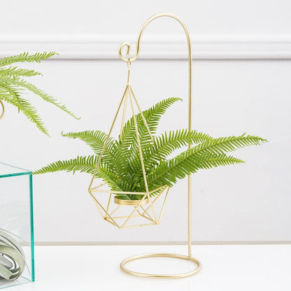 WEDDINGSTAR Large Gold Geometric Hanging Tealight Holder Set of 2