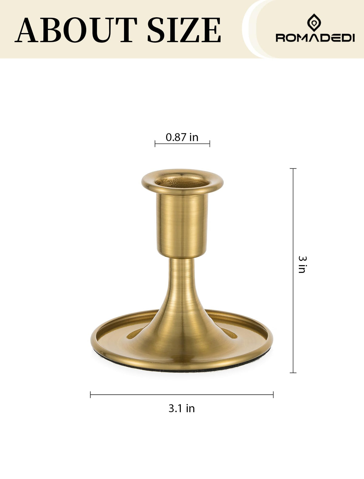 Romadedi Gold Candlestick Candle Holders - Brass Taper Holders Candle Stick for Wedding Table Centerpiece Festive Christmas Mantel Decoration Home Decor, Set of 6