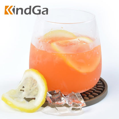 KindGa Coasters for Drinks Black, Absorbent Rubber Coaster Set, Silicone Drink Coasters for Large Mug/Cup/Bottle, Deep Tray 4.3 Inch Oval Shape Jar Opener Heat-Resistant Grips (Set of 8)