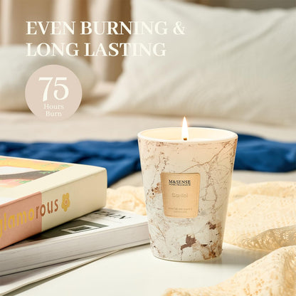 M&SENSE Santal Scented Soy Candle, 3 Wick Highly Scented 14.1 Oz 75H, Aromatherapy Christmas Gift for Women and Men