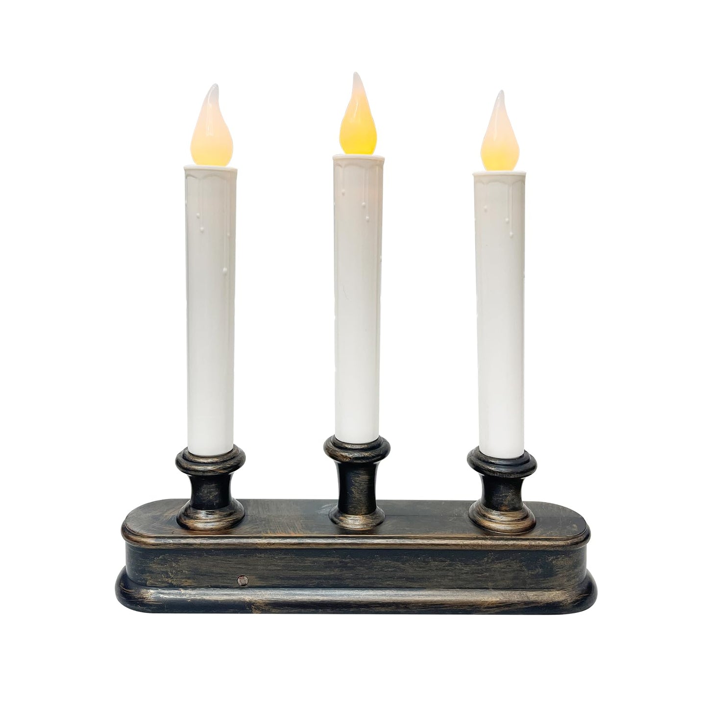 GOOTHY Battery-Operated LED Window Candles with Sensor Dusk to Dawn, 3 Lights Christmas Window Candles with Flickering Flameless LED Lights, 9'' Flameless Taper Candle for Table Home Christmas Decor