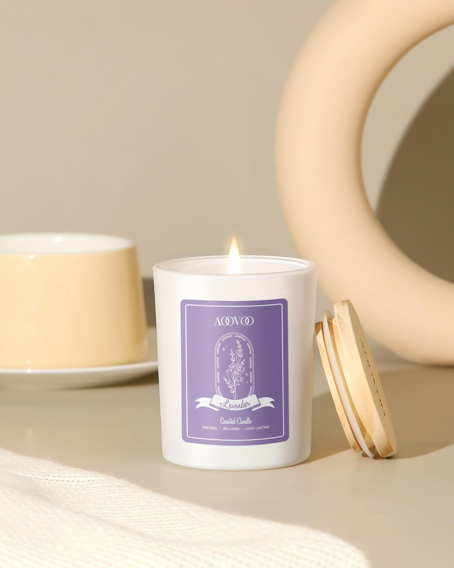 AOOVOO Lavender Scented Candles for Women - Aromatherapy Candle with Crystals Inside, 7oz Soy Candles for Home Scented, Birthday Gifts Mothers Day Candle for Women Mom