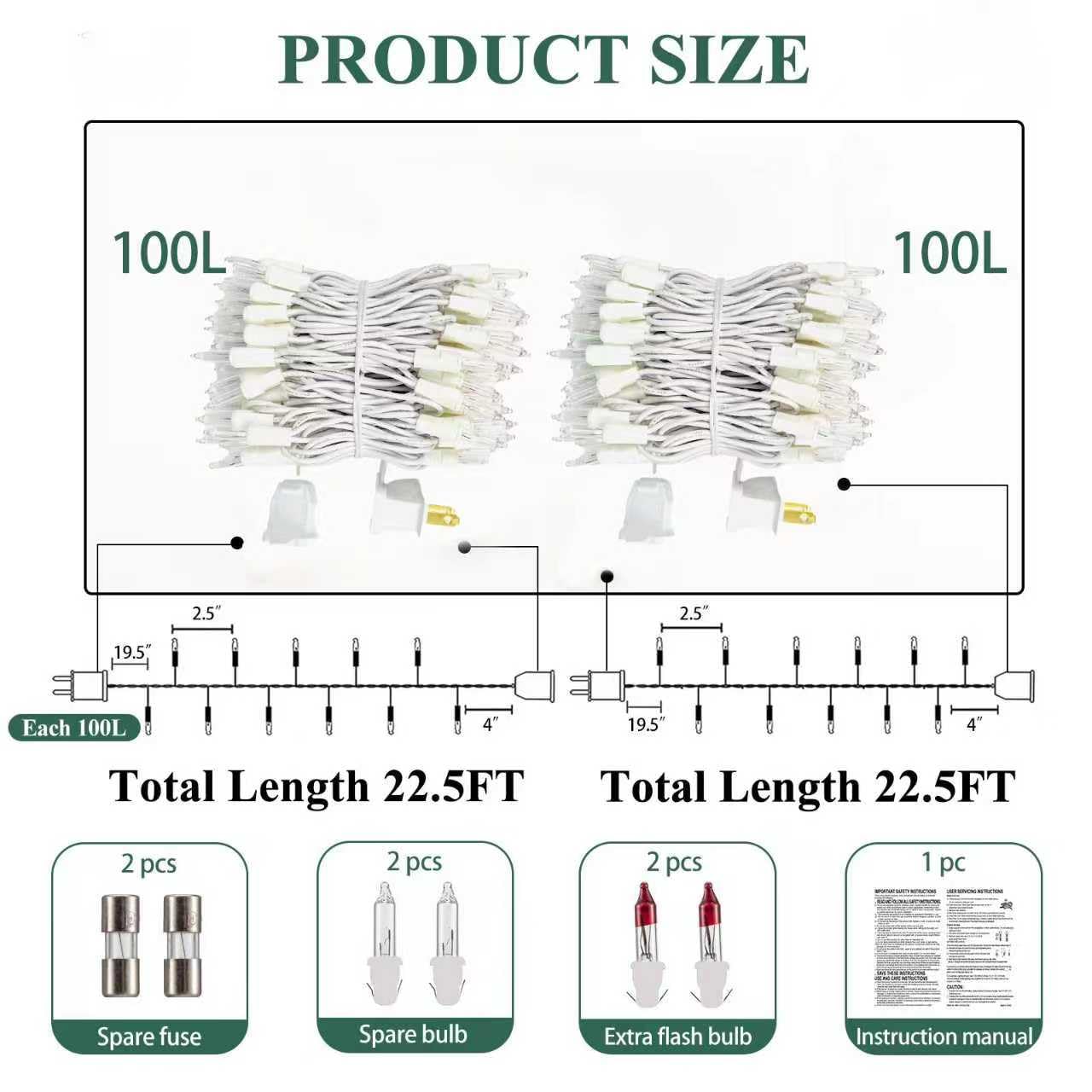 Christmas Lights Warm White,Incandescent Light String White Wire Indoor Outdoor, 200 Counts(2x100) 45 FT Length,Tree Light, Holiday Decorations in Party Yard,Spring Summer (White-Warm White)