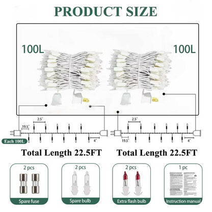 Christmas Lights Warm White,Incandescent Light String White Wire Indoor Outdoor, 200 Counts(2x100) 45 FT Length,Tree Light, Holiday Decorations in Party Yard,Spring Summer (White-Warm White)