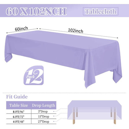 12 Pack Polyester Tablecloth 60 x 126 Inch Royal Blue Tablecloth for 8 Ft Rectangle Tables,Washable Fabric Table Covers Polyester Table Clothes for Wedding Parties Banque