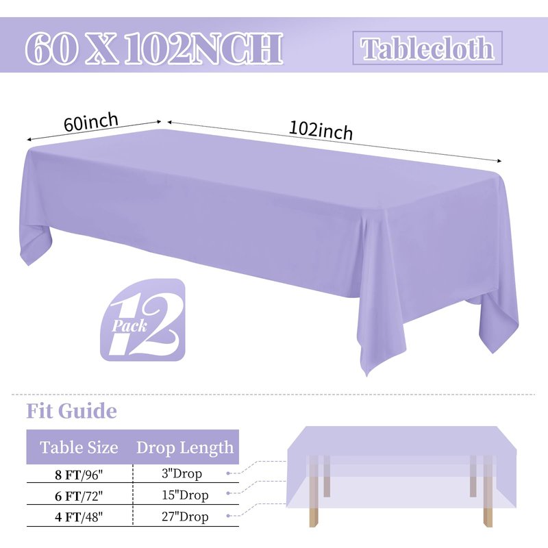 Fani 12 Pack 90 Inch Beige Polyester Round Tablecloths, Modern Style, Stain Resistant, Machine Washable, Perfect for Wedding, Banquet, Birthday Party, Camping, Everyday Use