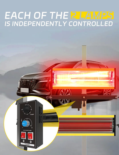 Solary Infrared Paint Curing Lamp, 2100W 110V Short Wave Infrared Paint Baking Lamp Tool with Bracket