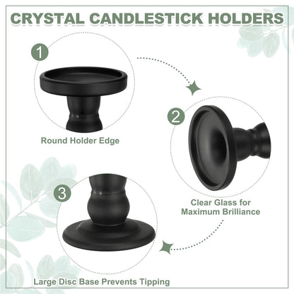 uxcell 11 cm Glass Candle Holder for Taper/Column Candles, Candle Holders Tealight Stand Candlestick for Tealight Wedding Table Centerpiece Home Decor, Matte Black