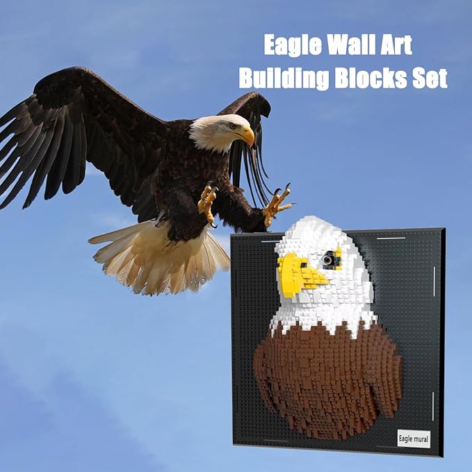 BDYDT Wall Art Eagle Building Blocks Set a Wall Decor Set for Adults Who Love Creative Hobbies (1924 Pieces) Toys Gifts for Kid and Adult