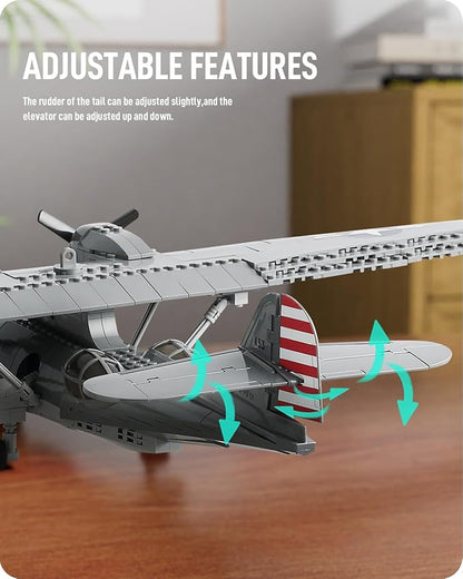 BOOLAKOS WW2 Airplane PBY-5A Catalina Building Blocks Sets Military Building Toy Collectible WWII Air Force Gift for Adults (364PCS)