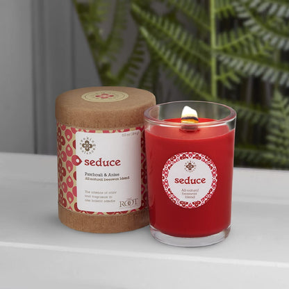 Root Candles Scented Spa Candles Seeking Balance® Handcrafted Wood Wick Aromatherapy Candle, 6.5-Ounce, Seduce: Patchouli Anise
