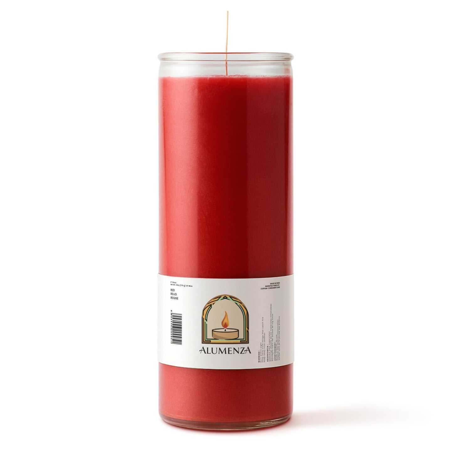 Alumenza Bulk 6 Pack Red 7 Day Candles in Glass Jar – Paraffin Wax, Clean Burning Unscented | Large & Tall Devotional Prayer Pillar Candles for Home, Memorial, Spells, Long Lasting