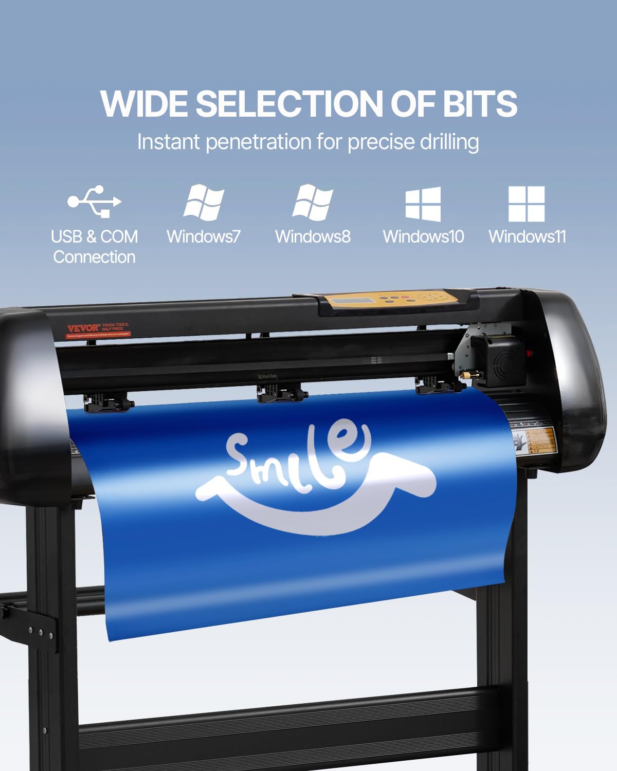 VEVOR Vinyl Cutter Machine, Upgraded 28 Inch Paper Feed Cutting Plotter Bundle, Adjustable Force & Speed Vinyl Printer with Powerful Stepper Motors, Signmaster Software Compatible with Windows System