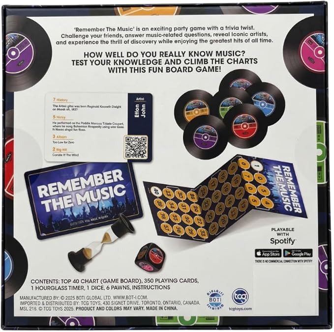 REMEMBER THE MUSIC - Music Trivia Party Board Game with 350 Artist &amp Song Cards Spotify QR Audio Clues for Adults &amp Family 2-6 Players