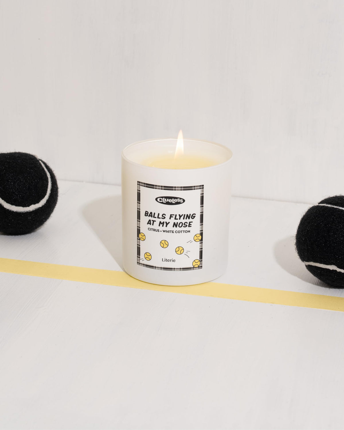 Literie Clueless Inspired Scented Candle: Balls Flying at My Nose - Citrus and White Cotton Scent, 9oz, 50 Hour Burn, Vegan Soy & Coconut Blend Candle for Home Decor, Gift for Women & Men