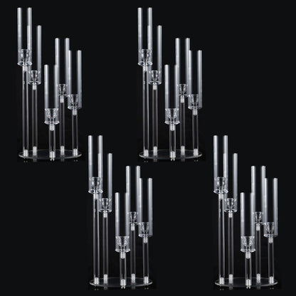 4PCS 5 Arm Acrylic Candelabra for Table Wedding Centerpiece,Crystal Clear Candle Stick Holders Candelabra Centerpiece Stands with Removable Lampshade for Party Easter Baby Shower Fit 0.8 LED Candle