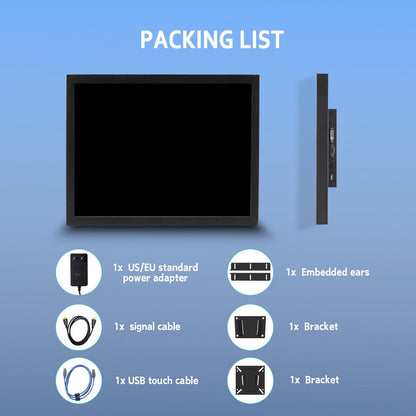 VSDISPLAY 15 Inch 1000 Nits High Brightness Touch Screen LCD Monitor 1024x768 IPS Outdoor Industrial Display with H/D DVI VGA Video Input