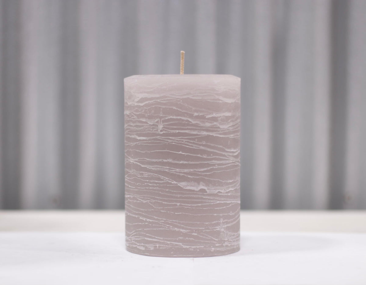 Modern Candle Design Large Unscented Rustic Nordic Pillar Candle Handmade in The USA (Smoke Gray)