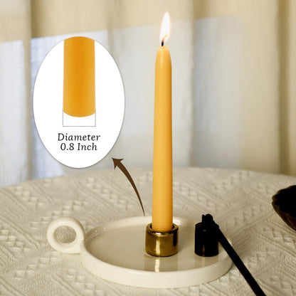 12 inch Organic Beeswax Taper Candles 4 Pack - Dripless Candle, Natural Beeswax Candle, 9+ Hours Long Burning Time -Yellow