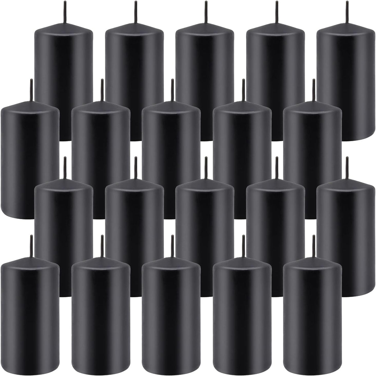 YOROXRG 2"x4" High Black Pillar Candles, Set of 20 Unscented. Bulk Buy. Ideal for Halloween, Wedding, Emergency Lanterns, Household, Wedding and Home Décor Candlesticks