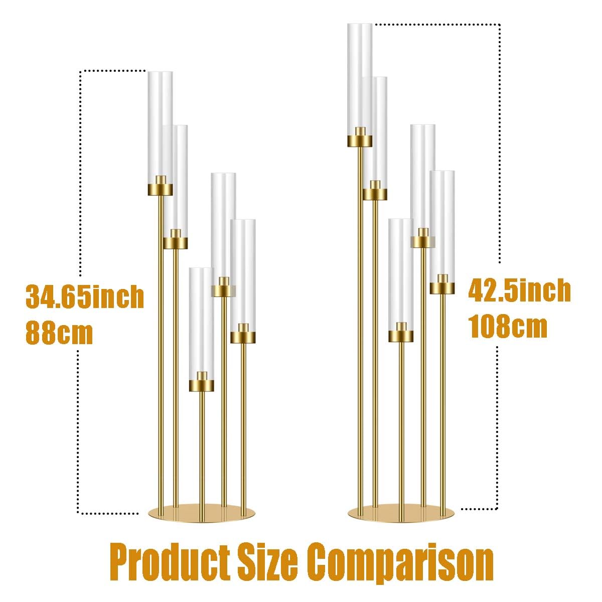 35in 6 Set Gold Candelabra Candle Centerpieces for Tables Candlesticks Holder Wedding Centerpieces Table Decorations Fit 0.9" LED Candle