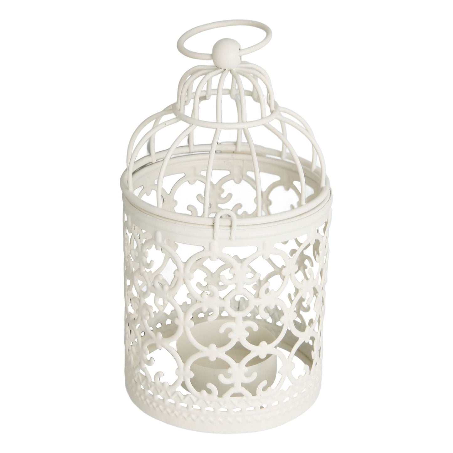 Tea Light Lantern Hollow Pattern Decorative Metal Bird Cage Candle Holder for Dining Table Wedding Party