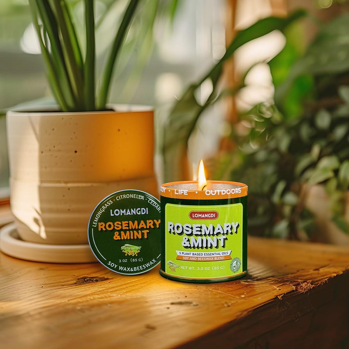 Rosemary Mint Scent Candles 9-Pack | 3oz Aromatherapy Candles | Made with Various Plant-Based Essential Oils and Soy/Beeswax Blend | 18 Hour Burn Time Indoor Outdoor Candle