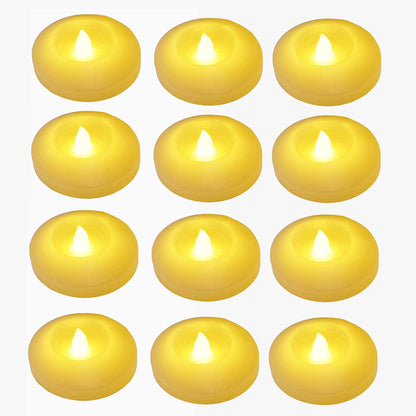 120+ Hours LED Floating Candles for Centerpieces – 12 Pack Warm White Flickering Tea Lights Battery Operated Waterproof Floating Flameless Candle Tealight for Wedding Party Pool & SPA Home Decorations