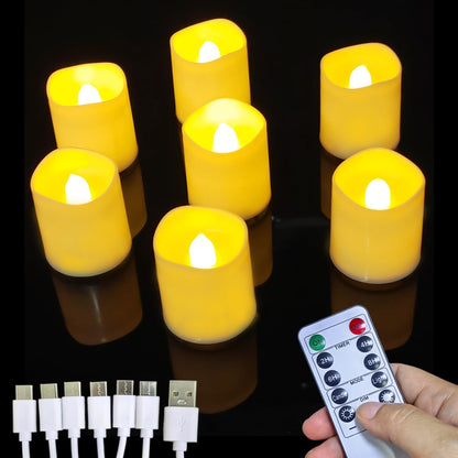 Jialine 12 Pack Rechargeable Battery Tea Lights with Remote Timer, Realistic Flickering Flameless Votive Led Tea Lights Candles, USB Tealights Candles for Halloween Wedding Christmas Home Décor