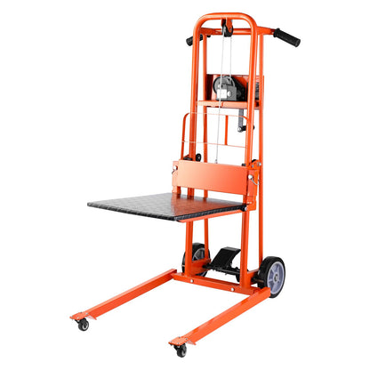 VEVOR Material Lift Winch Stacker, 330lbs Capacity Pallet Truck Dolly, 42.9in Max Lifting Height Manual Winch Stacker, Multifunctional Manual Pallet Truck Stacker with Swivel Casters and Lift Plate
