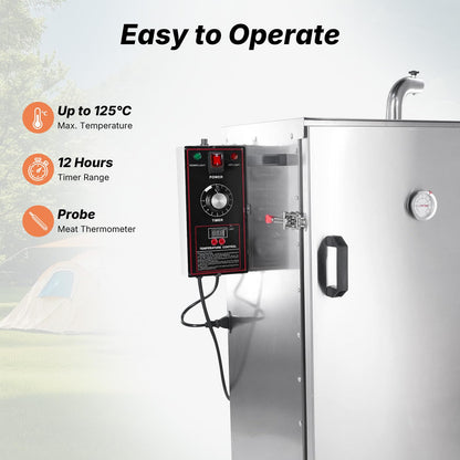 HAKKA Commercial Electric Smoker, Vertical Smoke Oven 8 Racks for BBQ Grill Outdoor Indoor Home Cooking Pastrami, Sausage, Bacon, Smoked Chicken, Smoked Pork (DSH-S50B)