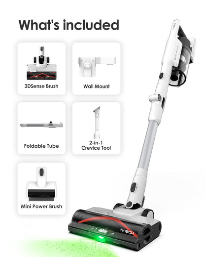 Tineco Cordless Stick Vacuum Cleaner, 185W Suction,1L Larger Dustbin, 3DSense Power Brush, PureCyclone Tech, Easily Tackles Large Debris