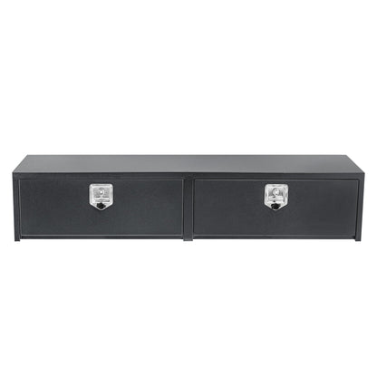 GarveeTech Black Steel Underbody Truck Tool Box with t-Handle Lock Latch, Truck Storage Organizer Tool Box Chest, Heavy Duty Under Body Toolbox for Pick Up, Truck, RV, Trailer，60 x 16 x 13 Inch