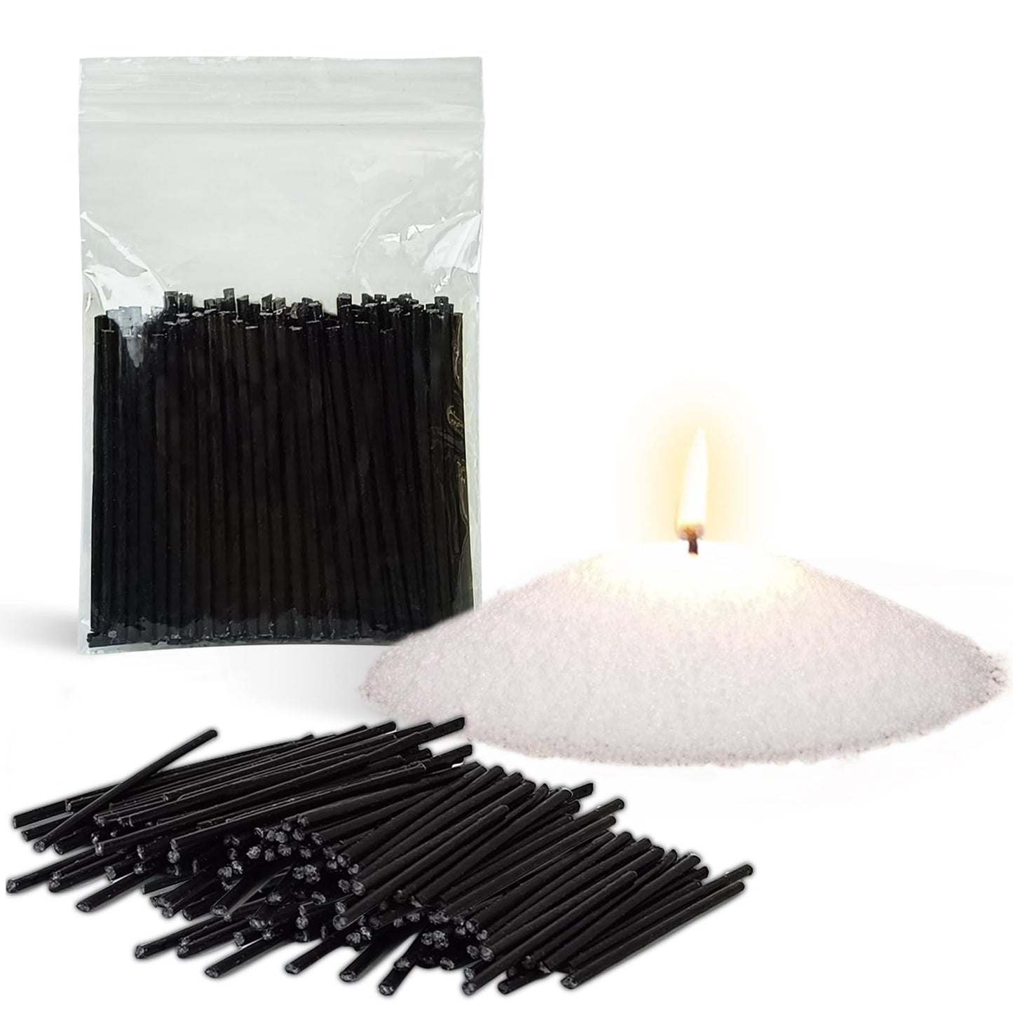 Pearled Candle Cotton Wicks 100-Pack for Sand Candles Making - 2Inch Metal-Free and Lead-Free Refill Sand Wax Wick for Candle Making DIY (Black)
