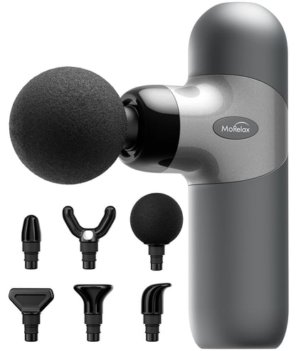 Mini Massage Gun, Percussion Muscle Massager for Back Pain Relief, Compact Sports Travel Massage Gun with 6 Massage Heads 4 Speeds, Gift for Her, Home, Athletes