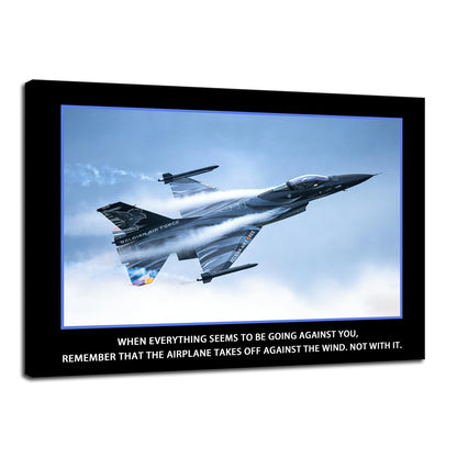 Motivational Canvas Wall Art for Gym Office Airplane Quote Inspirational Positive Success Poster Inspiration Canvas Painting Prints Wall for Living Room Home Decor Framed Artwork [12''W x 18''H]