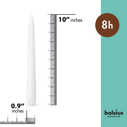 BOLSIUS White Taper Candles - 3 Packs = Total 90 Candles - 8 Hours - Premium European Quality - Consistent Smokeless Flame - Unscented Dripless Candlesticks