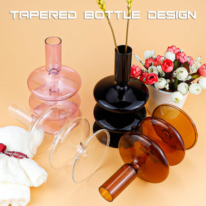 Clear Taper Candle Holders Glass Candle Stick Holder Modern Candle Holders for Tapered Candlesticks Wedding Reception Centerpieces Christmas（Brown）