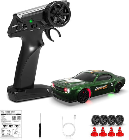 1/43 RC Drift Car Mini Drifting RC Car with Gyro 2.4GHz Full Proportional Drift Cars 4WD RTR Remote Control Cars with Colorful Lights Gyroscope Fast Racing Vehicle Gift for Kids Boys Adults