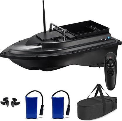 RC Fishing Bait Boat with 2 x 5200mAh Batteries &amp Carrying Bag 1640FT Remote Range 3.3LB Load Capacity Speed Cruise Night Lights – Remote Control Carp Bait Boat (Black)