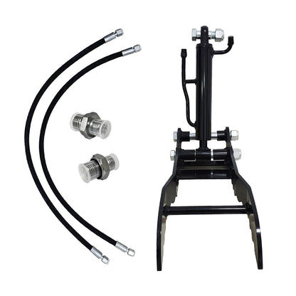 Hydraulic Thumb Holder for Small Excavator Attachments, Metal Grab Thumb Holder with 2*M14 Hose, for Single Hole Hydraulic Thumb Holder, no L-Bracket, with 2* M14-M16 Converter