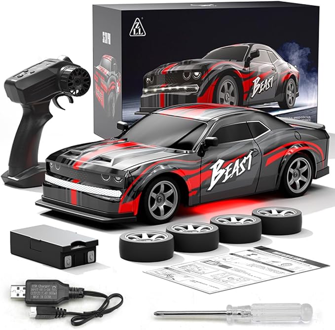SG218PRO 1/16 RC Drift Car for Adults 2.4G Full-Proportional 4WD Mini Remote Control Racing Car with LED Lights 25KM/H Electric 2 Batteries Sports Cars Toy Gift -RTR