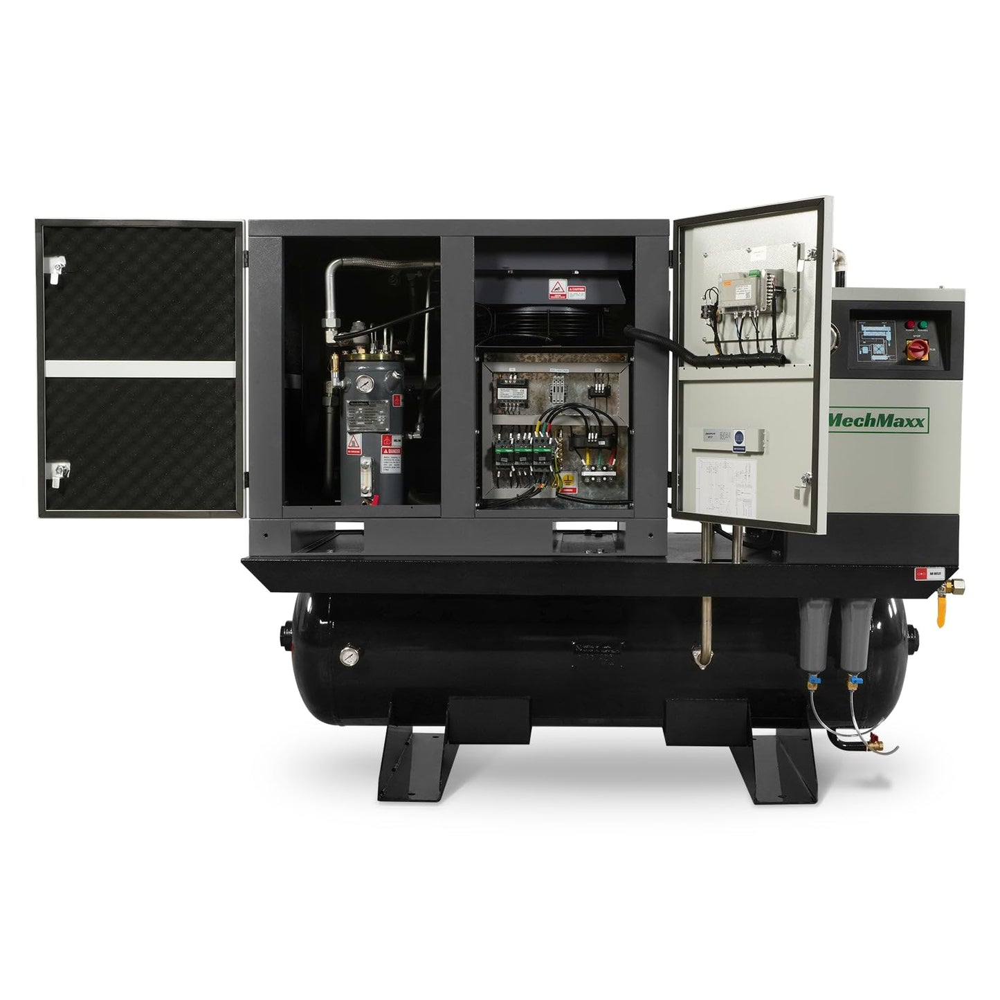 MechMaxx 10HP Combined Rotary Screw Air Compressor with Dryer & 66-Gal ASME Tank | 32 CFM, 116 PSI, 460V 3-Phase – Industrial Grade, ML1046