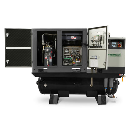 MechMaxx 10HP Combined Rotary Screw Air Compressor with Dryer & 66-Gal ASME Tank | 32 CFM, 116 PSI, 460V 3-Phase – Industrial Grade, ML1046