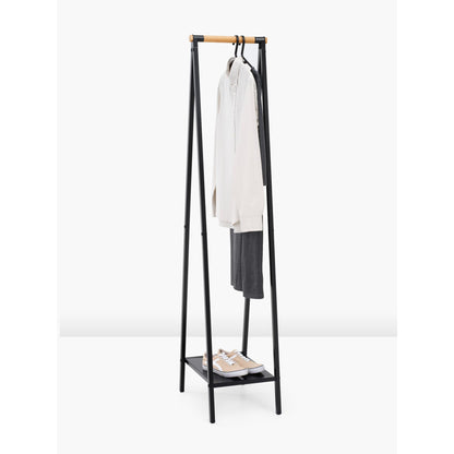 Brabantia - Linn Clothes Rack, Compact - Free Standing Clothing Rail - Clothes Storage - Hang, Air, or Dry Clothes - Sturdy Steel Frame & Bamboo Rod - 19 x 13 x 67 inches - Black
