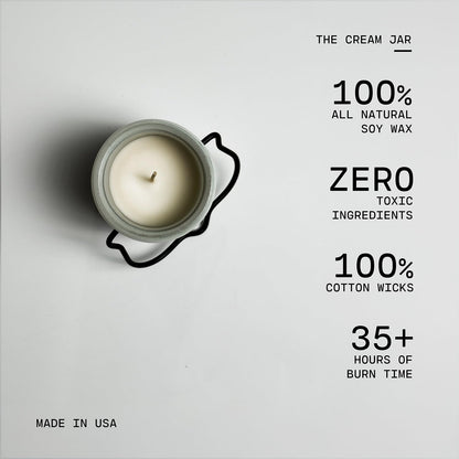 Milkhouse Candle Company Jasmine & Honeysuckle Soy Candle - Honeysuckle | White Jasmine | Citron & Greens Scented - 5 oz Cream Jar with Lid, 35+ Hour Burn Time, Made in the USA