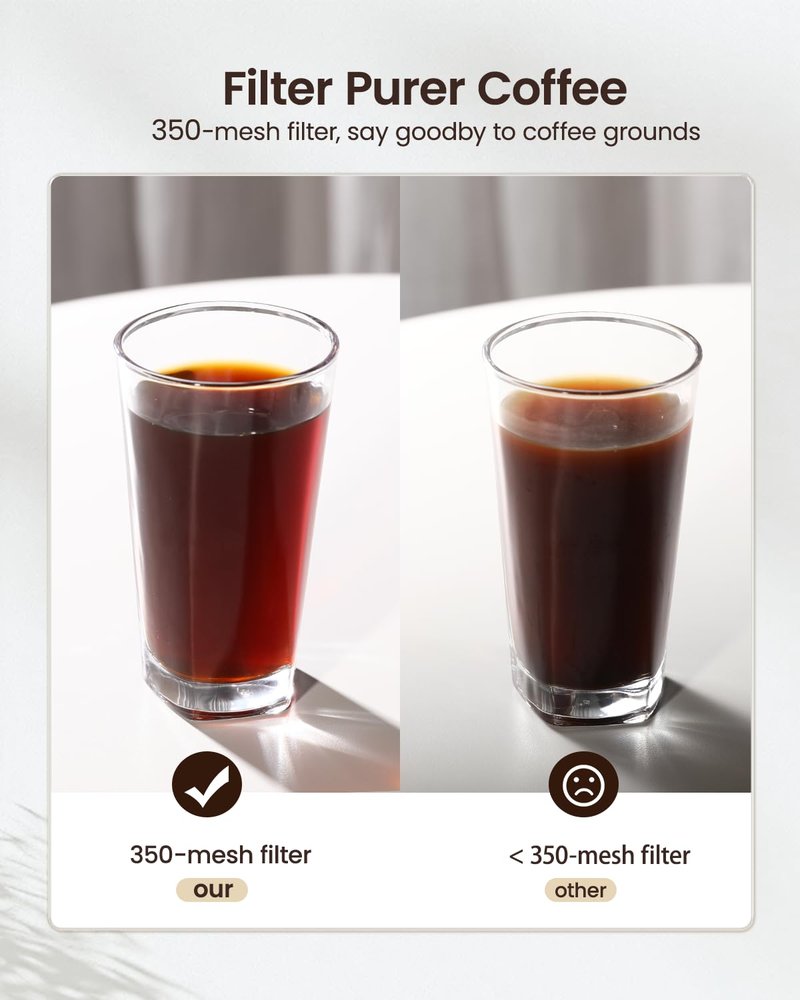Maestri House Compact Cold Brew Coffee Maker, 40oz Iced Tea and Coffee Maker Brewer Space Saving Tritan Pitcher, 350 Mesh Filter, 100% Leak-Proof