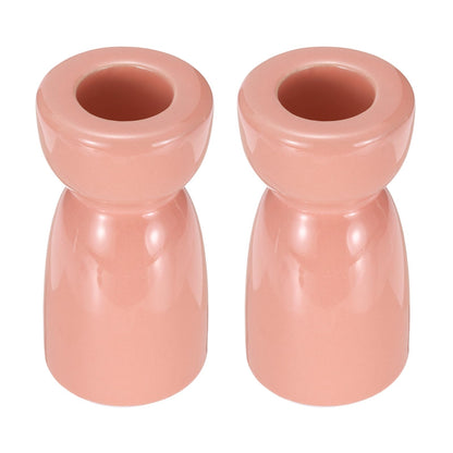 uxcell 2 Pack Candlestick Holder Bright Pink Ceramic Taper Candle Holder Candle Stand Holders Modern Style Decoration for Centerpiece Tabletops Anniversary