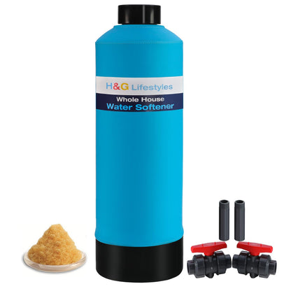 H&G Lifestyles Whole House Water Softener 32,000 Grains, NSF certified Whole Home Water Filtration System for Well & City Water, Remove Calcium Magnesium, Food Grade Resin, Silver-Enhanced, 700,000 Gl